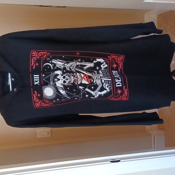 DOLLSKILL 2X BLACK LONG-SLEEVED SWEATSHIRT WITH PUNK ANARCHY IN RED ON FRONT - Picture 11 of 13